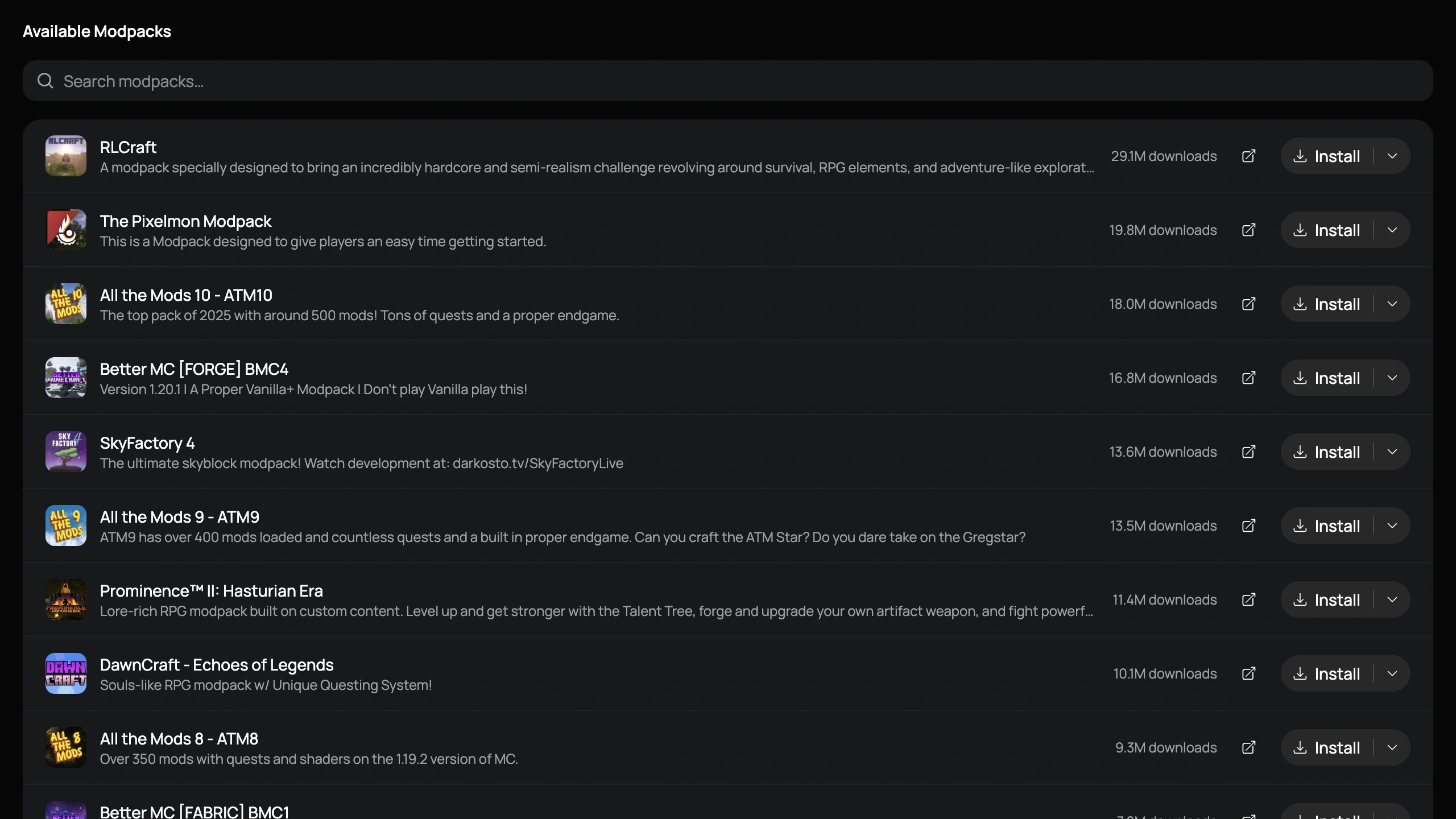 One-Click Modpacks