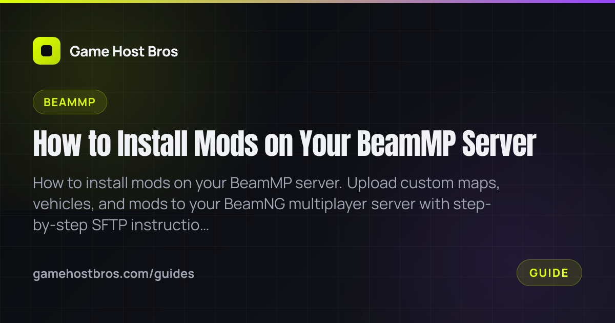 How to Install Mods on Your BeamMP Server | Game Host Bros Guides